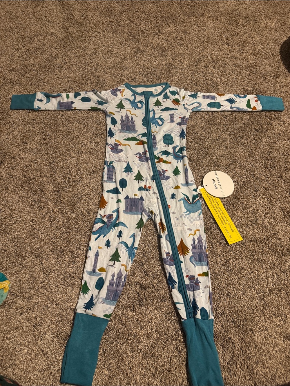 Little Sleepies Blue Dragon & Castle Footed One-Piece